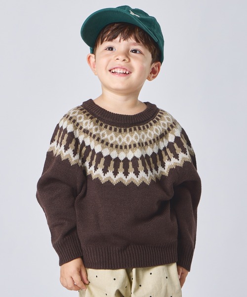 pairmanon（ペアマノン）の「ユニセックス ノルディック柄 ニット（ニット/セーター・キッズ・チャコールグレー/アイボリー/ブラウン・XS/S/M/L）」の3枚目の写真