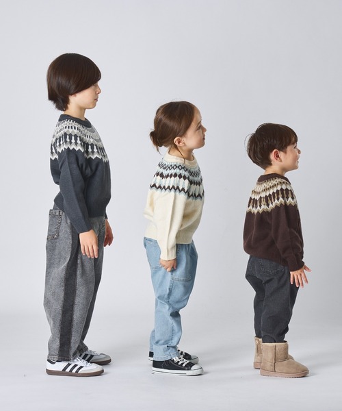pairmanon（ペアマノン）の「ユニセックス ノルディック柄 ニット（ニット/セーター・キッズ・チャコールグレー/アイボリー/ブラウン・XS/S/M/L）」の9枚目の写真