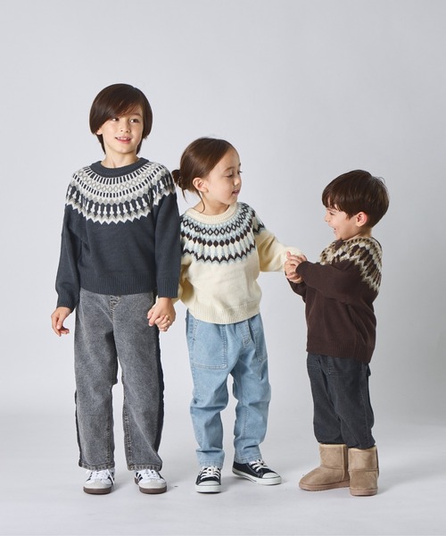 pairmanon（ペアマノン）の「ユニセックス ノルディック柄 ニット（ニット/セーター・キッズ・チャコールグレー/アイボリー/ブラウン・XS/S/M/L）」の10枚目の写真