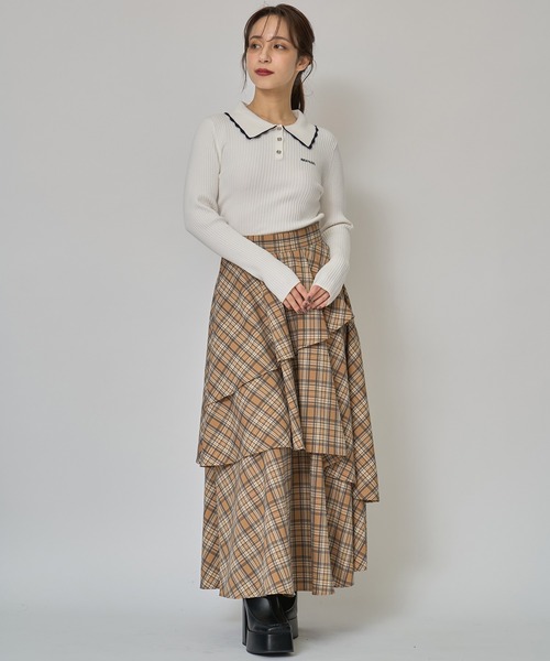 REDYAZEL(レディアゼル)の「スカラカラーポロニットプルオーバー(ニット/セーター・レディース・ブラック/オフホワイト/グレー/ボルドー・FREE)」の14枚目の写真