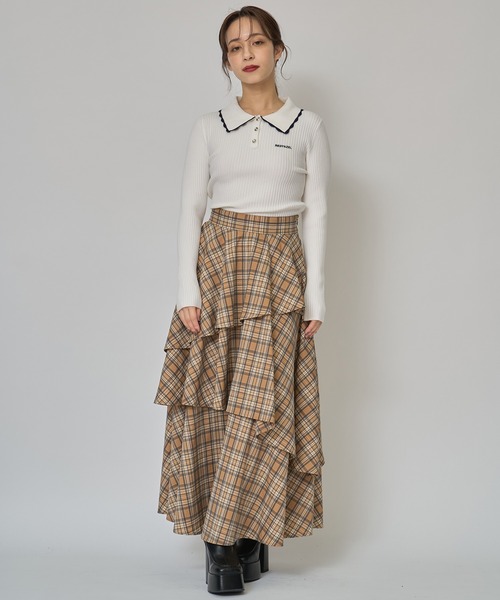 REDYAZEL(レディアゼル)の「スカラカラーポロニットプルオーバー(ニット/セーター・レディース・ブラック/オフホワイト/グレー/ボルドー・FREE)」の15枚目の写真