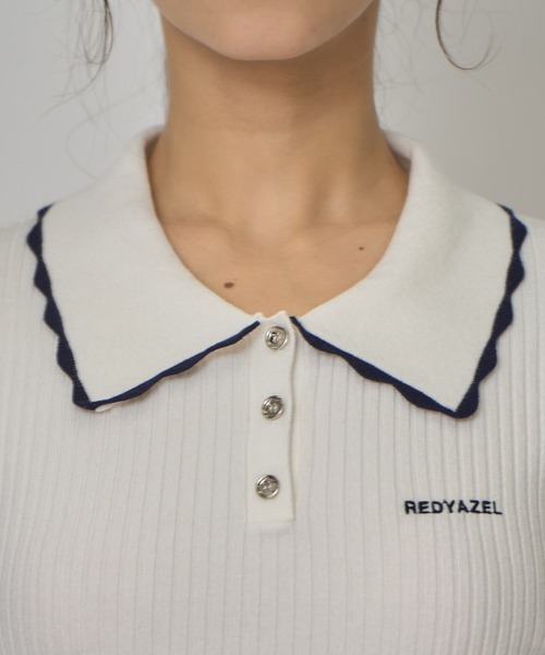 REDYAZEL(レディアゼル)の「スカラカラーポロニットプルオーバー(ニット/セーター・レディース・ブラック/オフホワイト/グレー/ボルドー・FREE)」の19枚目の写真