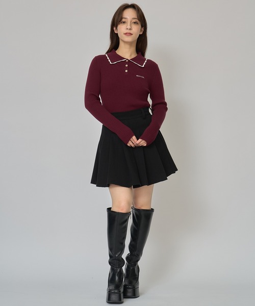 REDYAZEL(レディアゼル)の「スカラカラーポロニットプルオーバー(ニット/セーター・レディース・ブラック/オフホワイト/グレー/ボルドー・FREE)」の22枚目の写真