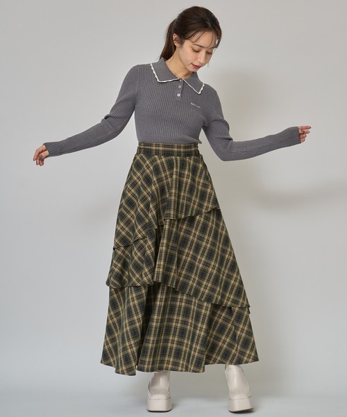 REDYAZEL(レディアゼル)の「スカラカラーポロニットプルオーバー(ニット/セーター・レディース・ブラック/オフホワイト/グレー/ボルドー・FREE)」の6枚目の写真