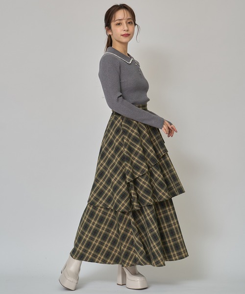 REDYAZEL(レディアゼル)の「スカラカラーポロニットプルオーバー(ニット/セーター・レディース・ブラック/オフホワイト/グレー/ボルドー・FREE)」の7枚目の写真