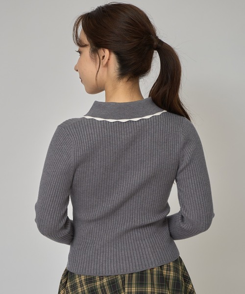 REDYAZEL(レディアゼル)の「スカラカラーポロニットプルオーバー(ニット/セーター・レディース・ブラック/オフホワイト/グレー/ボルドー・FREE)」の10枚目の写真