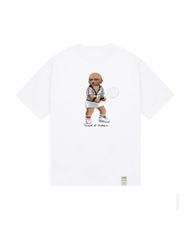 [ユニセックス]テニスドッグストリーバー半袖Tシャツ_ホワイト