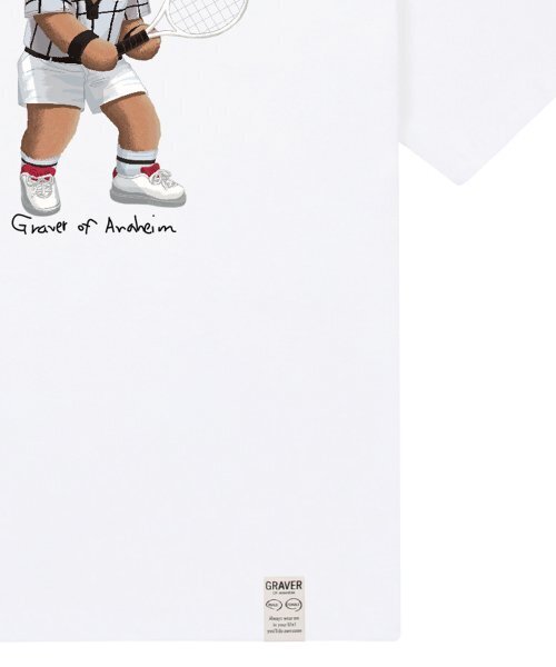 GRAVER（グレーバー）の「[ユニセックス]テニスドッグストリーバー半袖Tシャツ_ホワイト（Tシャツ/カットソー・レディース・ホワイト・LARGE/X-LARGE/SMALL/MEDIUM）」の4枚目の写真