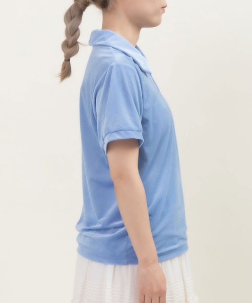 CHILD WOMAN（チャイルドウーマン）の「シアーベロア ショートポロシャツ（ポロシャツ・レディース・サックスブルー/アイボリー/ブラウン・FREE）」の12枚目の写真