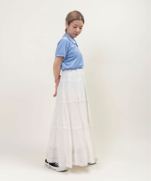 CHILD WOMAN（チャイルドウーマン）の「シアーベロア ショートポロシャツ（ポロシャツ・レディース・サックスブルー/アイボリー/ブラウン・FREE）」の9枚目の写真
