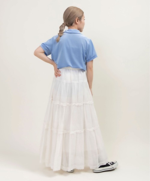 CHILD WOMAN（チャイルドウーマン）の「シアーベロア ショートポロシャツ（ポロシャツ・レディース・サックスブルー/アイボリー/ブラウン・FREE）」の10枚目の写真