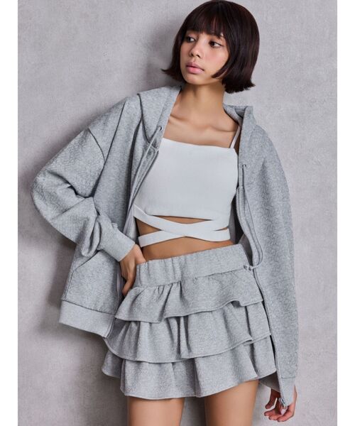 GYDA（ジェイダ）の「GG chain glitter print BIGパーカー（パーカー・レディース・グレー/ブラック・FREE）」の10枚目の写真