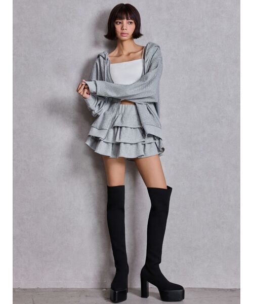 GYDA（ジェイダ）の「GG chain glitter print BIGパーカー（パーカー・レディース・グレー/ブラック・FREE）」の12枚目の写真