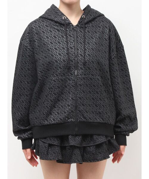 GYDA（ジェイダ）の「GG chain glitter print BIGパーカー（パーカー・レディース・グレー/ブラック・FREE）」の14枚目の写真