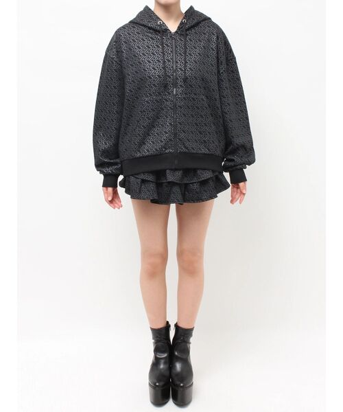 GYDA（ジェイダ）の「GG chain glitter print BIGパーカー（パーカー・レディース・グレー/ブラック・FREE）」の22枚目の写真