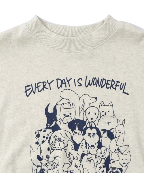 ScoLar（スカラー）の「153742：毎日がわんダフル柄アシメプルオーバー（Tシャツ/カットソー・レディース・ブラック/杢グレー/オートミール・M）」の14枚目の写真