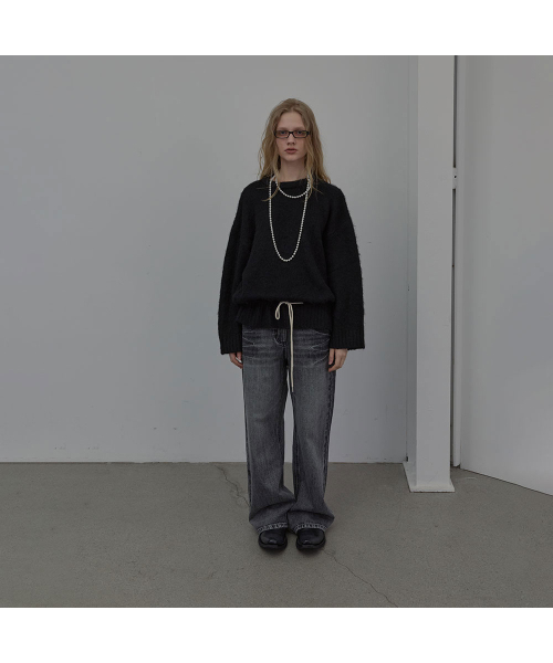 LCDC TM（エルシーディーシーティーエム）の「WIDE-LEG WASHED DENIM (BLACK)（デニムパンツ・レディース・その他・X-SMALL/SMALL/MEDIUM）」の2枚目の写真