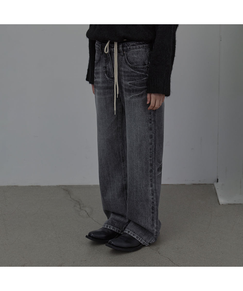 LCDC TM（エルシーディーシーティーエム）の「WIDE-LEG WASHED DENIM (BLACK)（デニムパンツ・レディース・その他・X-SMALL/SMALL/MEDIUM）」の6枚目の写真