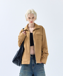 IRONYPORNO WHITELINE（アイロニーポルノホワイトライン）の「86-IRO072 クルエルティフリー ソリッド スタンダード スエード ジャケット キャメル（ライダースジャケット）」