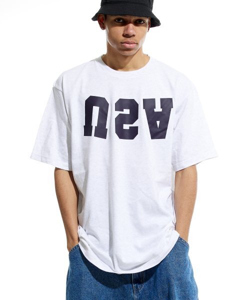 CREAM SODA LAB(クリームソーダラボ)の「リバースUSA 半袖Tシャツ ライトグレー(Tシャツ/カットソー・メンズ・その他・X-LARGE/XX-LARGE/MEDIUM/LARGE)」の3枚目の写真