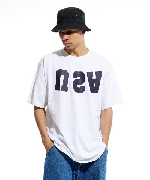 CREAM SODA LAB(クリームソーダラボ)の「リバースUSA 半袖Tシャツ ライトグレー(Tシャツ/カットソー・メンズ・その他・X-LARGE/XX-LARGE/MEDIUM/LARGE)」の4枚目の写真