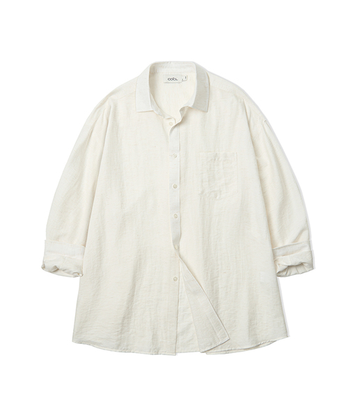 COSTUME O’CLOCK（コスチュームオクロック）の「リネンオーバーサイズロングスリーブシャツ5カラーCOOSSH192（シャツ/ブラウス・レディース・ライトブルー/ネイビー/グレー/アイボリー/ライトベージュ・FREE）」の2枚目の写真