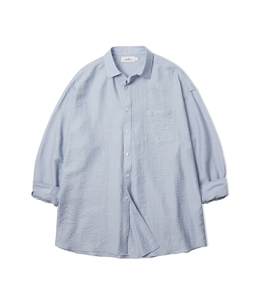 COSTUME O’CLOCK（コスチュームオクロック）の「リネンオーバーサイズロングスリーブシャツ5カラーCOOSSH192（シャツ/ブラウス・レディース・ライトブルー/ネイビー/グレー/アイボリー/ライトベージュ・FREE）」の4枚目の写真