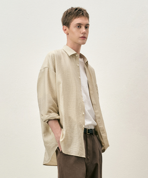 COSTUME O’CLOCK（コスチュームオクロック）の「リネンオーバーサイズロングスリーブシャツ5カラーCOOSSH192（シャツ/ブラウス・レディース・ライトブルー/ネイビー/グレー/アイボリー/ライトベージュ・FREE）」の6枚目の写真