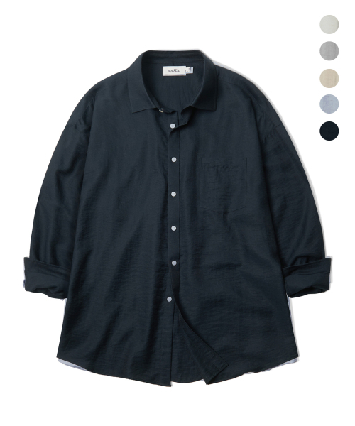 COSTUME O’CLOCK（コスチュームオクロック）の「リネンオーバーサイズロングスリーブシャツ5カラーCOOSSH192（シャツ/ブラウス・レディース・ライトブルー/ネイビー/グレー/アイボリー/ライトベージュ・FREE）」の9枚目の写真