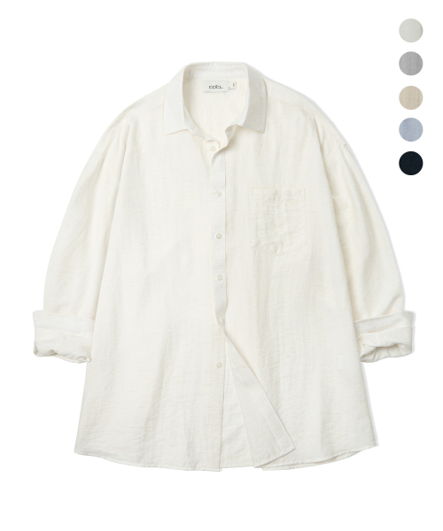 COSTUME O’CLOCK（コスチュームオクロック）の「リネンオーバーサイズロングスリーブシャツ5カラーCOOSSH192（シャツ/ブラウス・レディース・ライトブルー/ネイビー/グレー/アイボリー/ライトベージュ・FREE）」の11枚目の写真