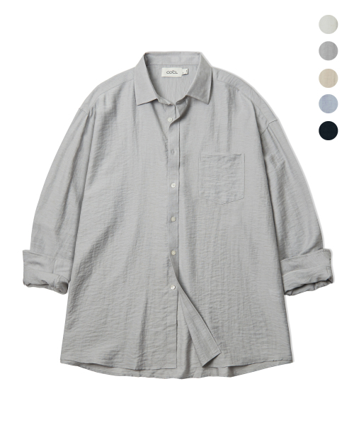 COSTUME O’CLOCK（コスチュームオクロック）の「リネンオーバーサイズロングスリーブシャツ5カラーCOOSSH192（シャツ/ブラウス・レディース・ライトブルー/ネイビー/グレー/アイボリー/ライトベージュ・FREE）」の15枚目の写真