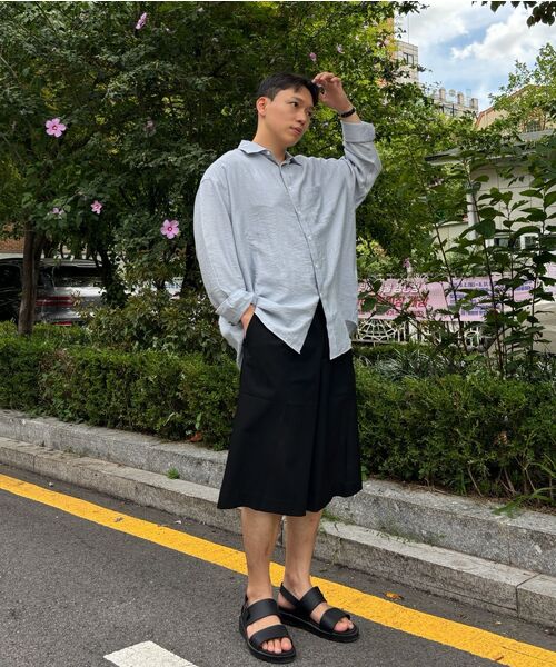 COSTUME O’CLOCK（コスチュームオクロック）の「リネンオーバーサイズロングスリーブシャツ5カラーCOOSSH192（シャツ/ブラウス・メンズ・ライトブルー/ネイビー/グレー/アイボリー/ライトベージュ・FREE/MEDIUM/LARGE）」の9枚目の写真