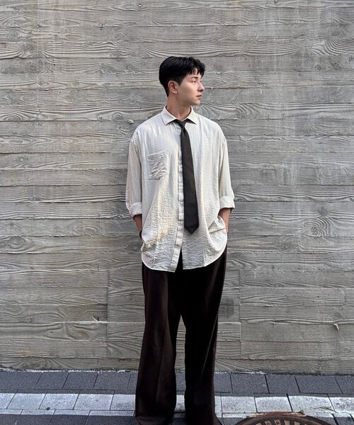 COSTUME O’CLOCK（コスチュームオクロック）の「リネンオーバーサイズロングスリーブシャツ5カラーCOOSSH192（シャツ/ブラウス・メンズ・ライトブルー/ネイビー/グレー/アイボリー/ライトベージュ・FREE/MEDIUM/LARGE）」の10枚目の写真