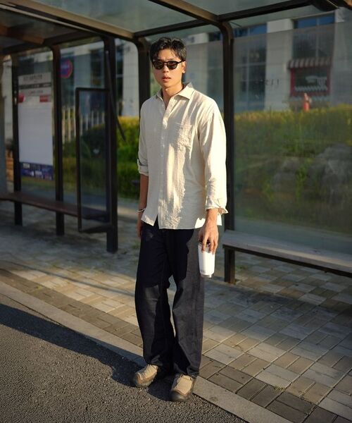 COSTUME O’CLOCK（コスチュームオクロック）の「リネンオーバーサイズロングスリーブシャツ5カラーCOOSSH192（シャツ/ブラウス・メンズ・ライトブルー/ネイビー/グレー/アイボリー/ライトベージュ・FREE/MEDIUM/LARGE）」の11枚目の写真