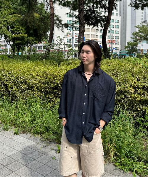 COSTUME O’CLOCK（コスチュームオクロック）の「リネンオーバーサイズロングスリーブシャツ5カラーCOOSSH192（シャツ/ブラウス・メンズ・ライトブルー/ネイビー/グレー/アイボリー/ライトベージュ・FREE/MEDIUM/LARGE）」の12枚目の写真