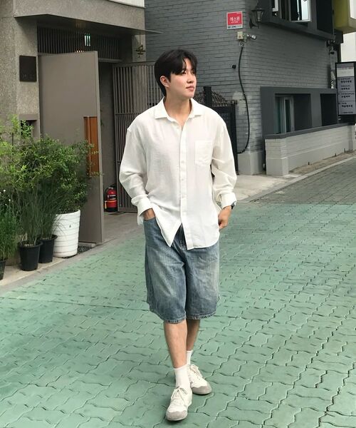 COSTUME O’CLOCK（コスチュームオクロック）の「リネンオーバーサイズロングスリーブシャツ5カラーCOOSSH192（シャツ/ブラウス・メンズ・ライトブルー/ネイビー/グレー/アイボリー/ライトベージュ・FREE/MEDIUM/LARGE）」の7枚目の写真