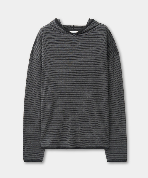 Stripe Fold Long Sleeve  — лонгслив в полоску (серый)