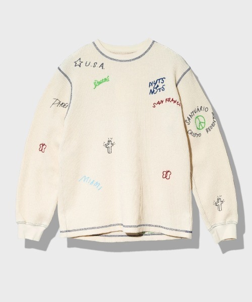 Universal Style Wear（ユニバーサルスタイルウェア）の「Universal Style Wear/ユニバーサルスタイルウェア　RAKUGAKI waffle Tee（Tシャツ/カットソー・メンズ・ブラック系その他2/ホワイト・LARGE/X-LARGE/MEDIUM）」の2枚目の写真