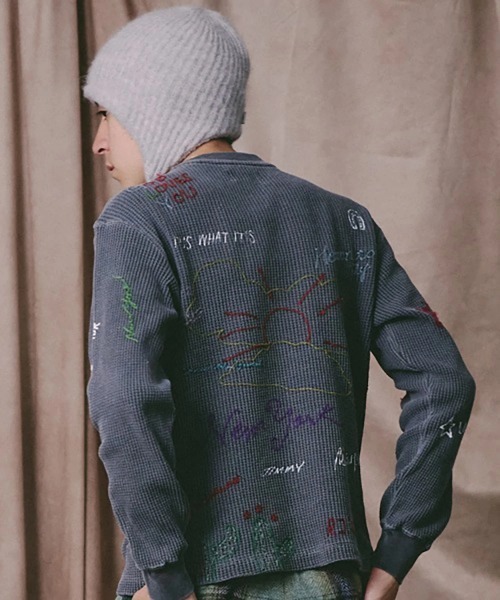 Universal Style Wear（ユニバーサルスタイルウェア）の「Universal Style Wear/ユニバーサルスタイルウェア　RAKUGAKI waffle Tee（Tシャツ/カットソー・メンズ・ブラック系その他2/ホワイト・LARGE/X-LARGE/MEDIUM）」の11枚目の写真