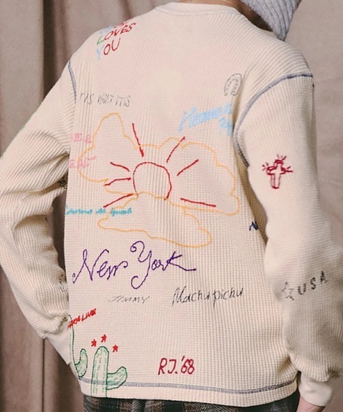 Universal Style Wear（ユニバーサルスタイルウェア）の「Universal Style Wear/ユニバーサルスタイルウェア　RAKUGAKI waffle Tee（Tシャツ/カットソー・メンズ・ブラック系その他2/ホワイト・LARGE/X-LARGE/MEDIUM）」の15枚目の写真