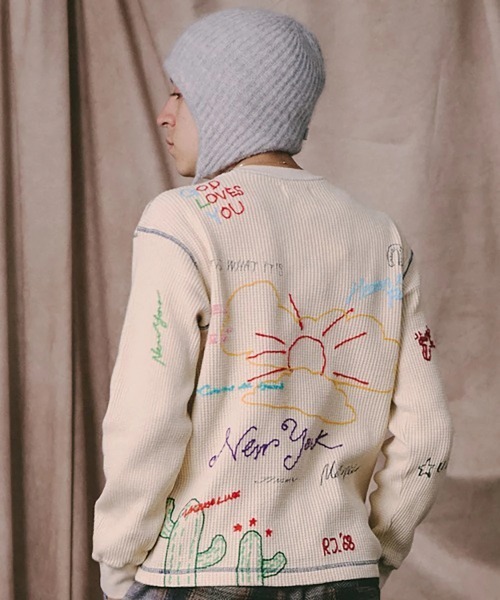 Universal Style Wear（ユニバーサルスタイルウェア）の「Universal Style Wear/ユニバーサルスタイルウェア　RAKUGAKI waffle Tee（Tシャツ/カットソー・メンズ・ブラック系その他2/ホワイト・LARGE/X-LARGE/MEDIUM）」の16枚目の写真