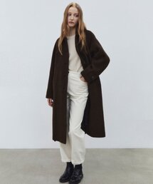 alpaca blend balmacaan coat - brown