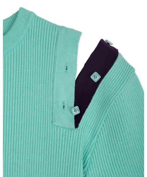 BUTTON CUT-OFF KNIT / mint（ニット/セーター）｜HERETIC 