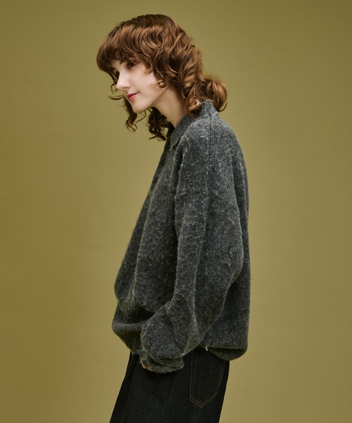 WETTEMPT(ウィテンプト)の「BRUSHED SHAGGY KNIT POLO / ブラッシュドシャギーニットポロ(ニット/セーター・メンズ・ブラウン/チャコールグレー・SMALL/MEDIUM/LARGE)」の6枚目の写真
