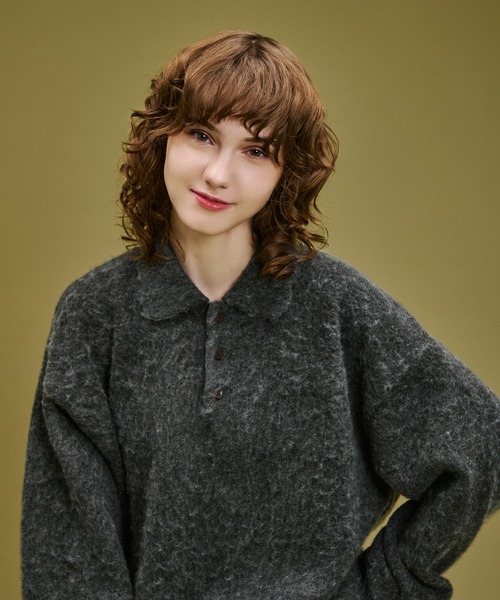 WETTEMPT(ウィテンプト)の「BRUSHED SHAGGY KNIT POLO / ブラッシュドシャギーニットポロ(ニット/セーター・メンズ・ブラウン/チャコールグレー・SMALL/MEDIUM/LARGE)」の9枚目の写真