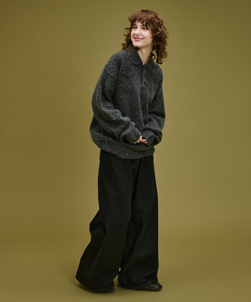 WETTEMPT(ウィテンプト)の「BRUSHED SHAGGY KNIT POLO / ブラッシュドシャギーニットポロ(ニット/セーター・メンズ・ブラウン/チャコールグレー・SMALL/MEDIUM/LARGE)」の14枚目の写真