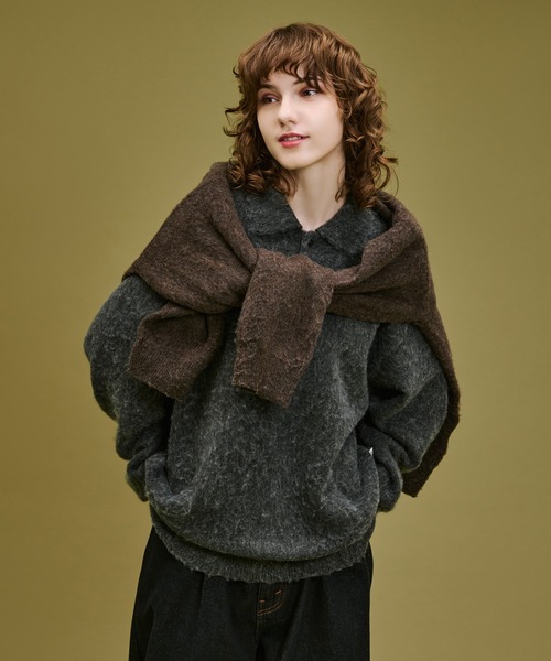WETTEMPT(ウィテンプト)の「BRUSHED SHAGGY KNIT POLO / ブラッシュドシャギーニットポロ(ニット/セーター・メンズ・ブラウン/チャコールグレー・SMALL/MEDIUM/LARGE)」の18枚目の写真