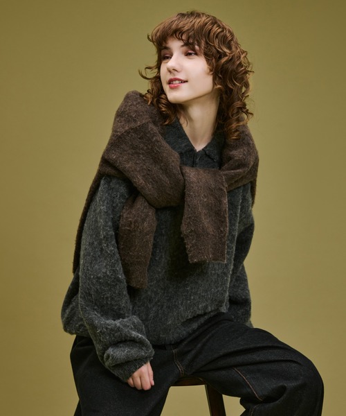 BRUSHED SHAGGY KNIT POLO / ブラッシュドシャギーニットポロ（ニット
