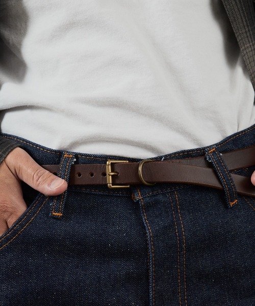 HTC(エイチティーシー)の「HTC/エイチティーシー 25TH 1POINT END FLOWER TQ 0.75 アンティーク加工 スタッズ レザーベルト(ベルト・メンズ・ブラウン/ブラック・32/34)」の7枚目の写真