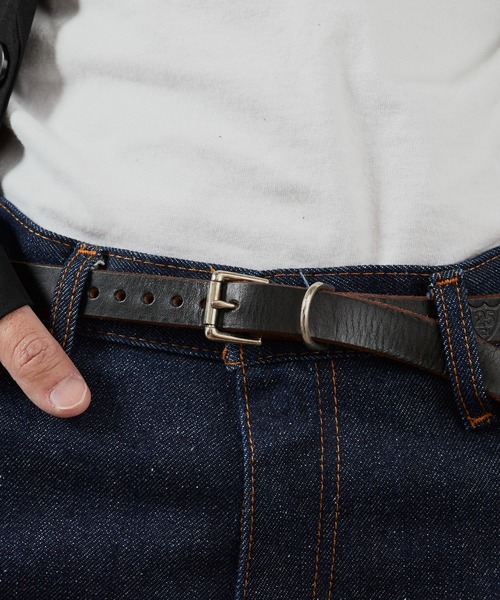 HTC(エイチティーシー)の「HTC/エイチティーシー 25TH 1POINT END FLOWER TQ 0.75 アンティーク加工 スタッズ レザーベルト(ベルト・メンズ・ブラウン/ブラック・32/34)」の4枚目の写真